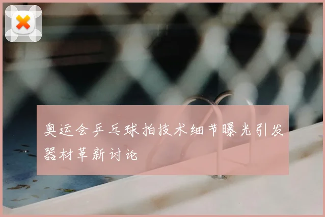 奥运会乒乓球拍技术细节曝光引发器材革新讨论